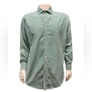 Brooks Brothers Regent Regular Fit Gingham  Green Size 17 1/5-4/5